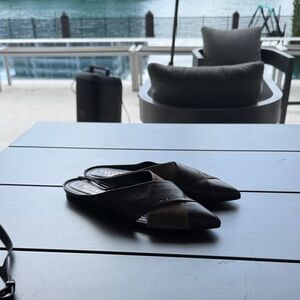 Peserico Genuine Italian Leather Pointed Toe Slip-On Mules